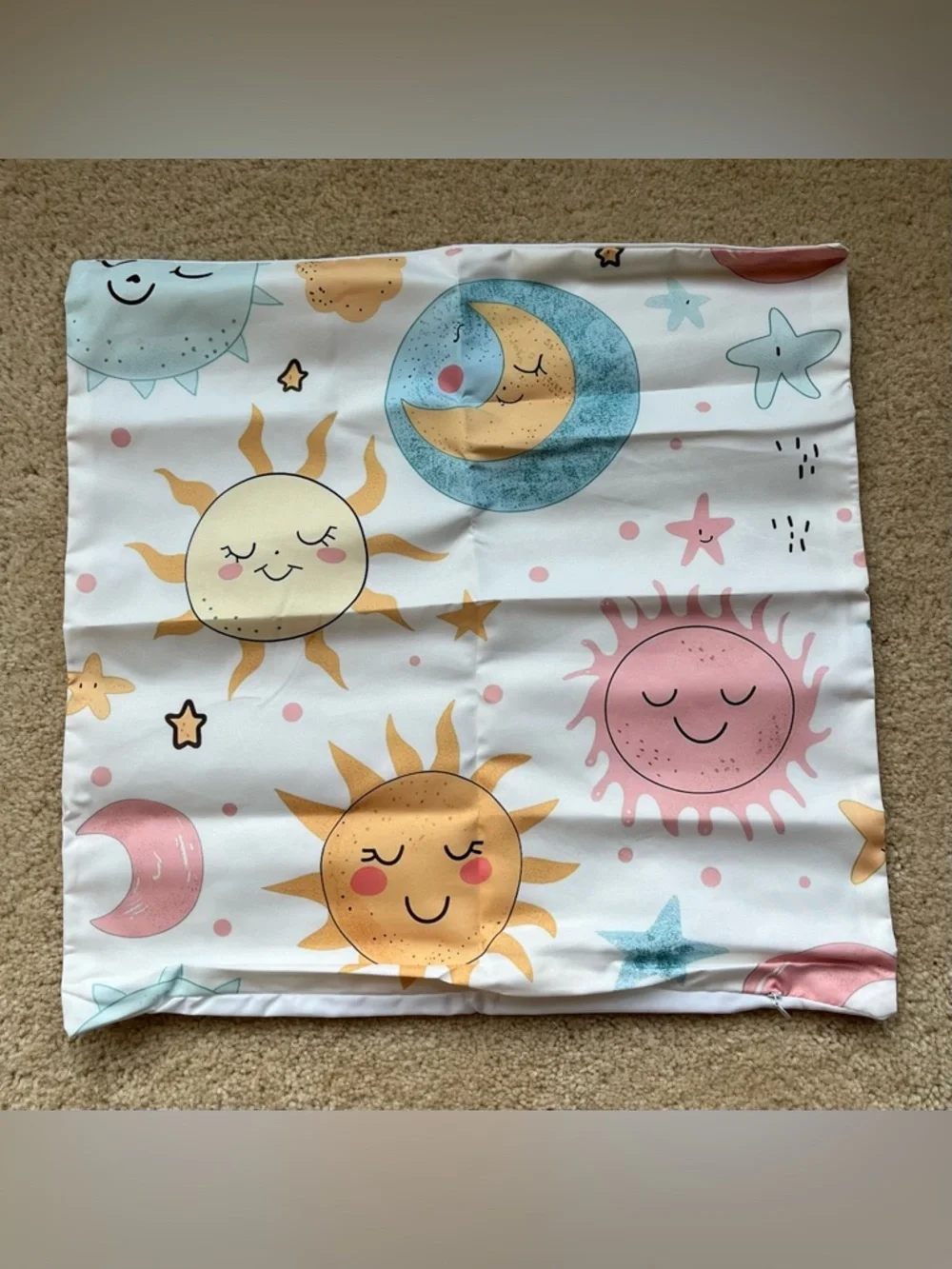 NEW Sun Moon Stars Baby Nursery Pillow Cover (1) - 18”x18” - No Pillow Insert
